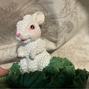 World Bazaar/Windsor Collection Resin Figurines "White Bunny on Cabbage